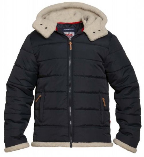 D555 Hudson Hooded Puffer Jacket Navy - Didelės vyriškos striukės - Didelės vyriškos striukės