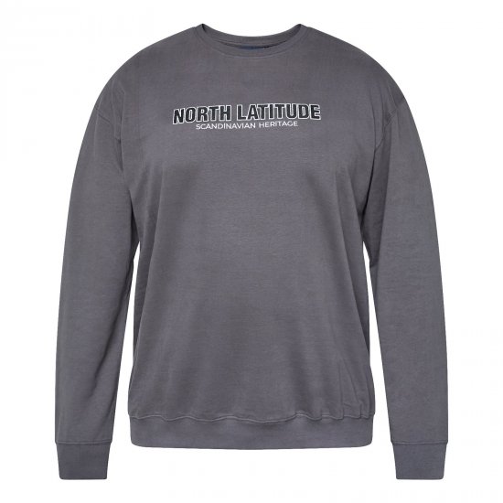 North Latitude Crewneck Sweatshirt Pilka/Charcoal - TALL džemperiai - TALL džemperiai aukštiems vyrams