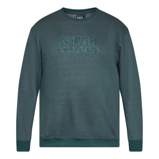 North Latitude Crewneck Logo Sweat Žalia/Chaki - TALL džemperiai - TALL džemperiai aukštiems vyrams