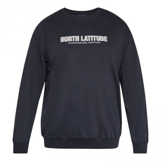 North Latitude Crewneck Sweatshirt Juoda - TALL džemperiai - TALL džemperiai aukštiems vyrams