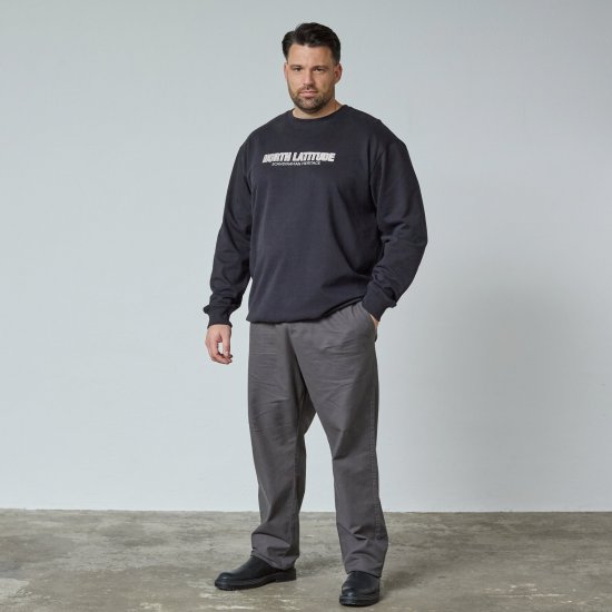 North Latitude Crewneck Sweatshirt Juoda - TALL džemperiai - TALL džemperiai aukštiems vyrams