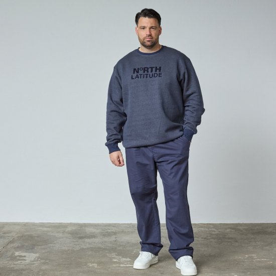 North Latitude Crewneck Logo Sweat Tamsiai mėlyna - TALL džemperiai - TALL džemperiai aukštiems vyrams