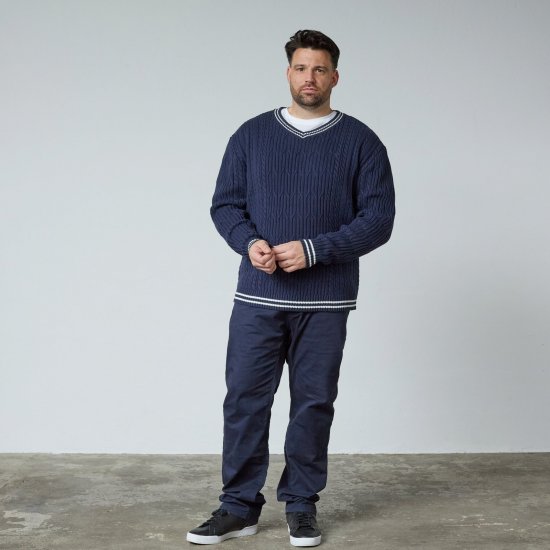 North Latitude V-Neck Knit Tamsiai mėlyna - TALL džemperiai - TALL džemperiai aukštiems vyrams