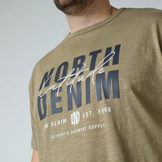 North Latitude T-Shirt Slub With Print Ruda/Smėlio spalva - Marškinėliai - Marškinėliai - 2XL-14XL