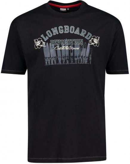 Adamo Longboard Regular Fit Printed T-shirt Black - Marškinėliai - Marškinėliai - 2XL-14XL