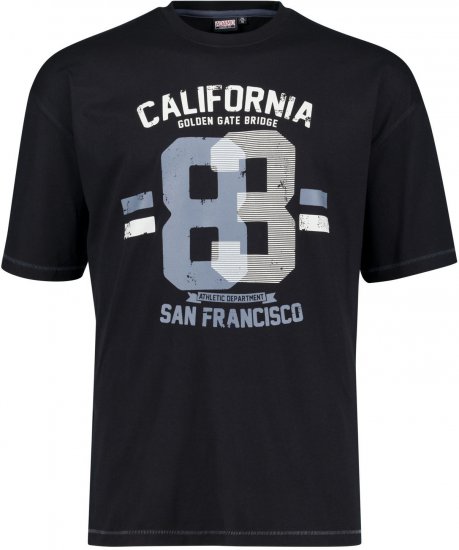 Adamo Golden Gate Comfort Fit Printed T-shirt Black - Marškinėliai - Marškinėliai - 2XL-14XL