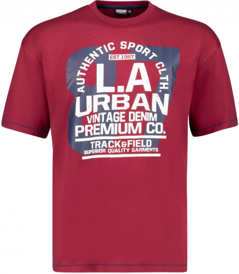 Adamo Urban Comfort Fit Printed T-shirt Burgundy - Marškinėliai - Marškinėliai - 2XL-14XL