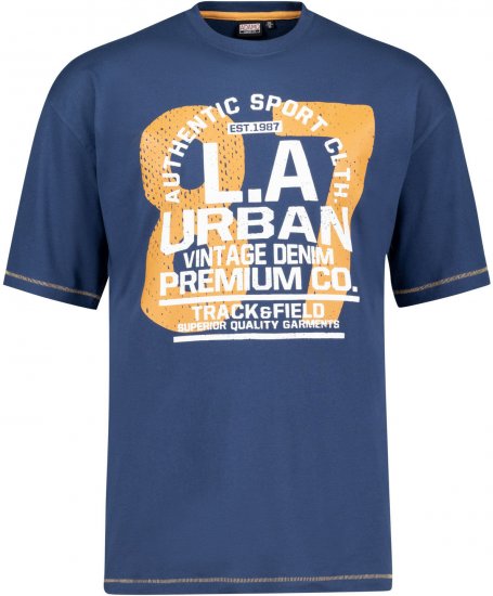 Adamo Urban Comfort Fit Printed T-shirt Denim Blue - Marškinėliai - Marškinėliai - 2XL-14XL