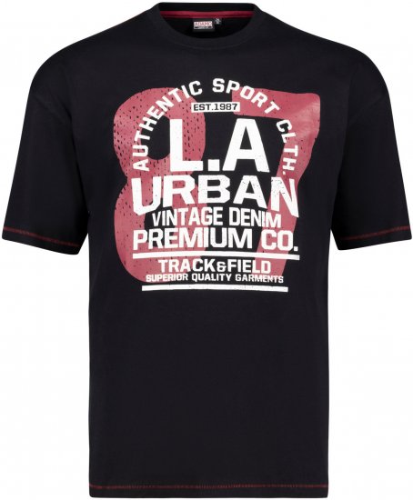 Adamo Urban Comfort Fit Printed T-shirt Black - Marškinėliai - Marškinėliai - 2XL-14XL