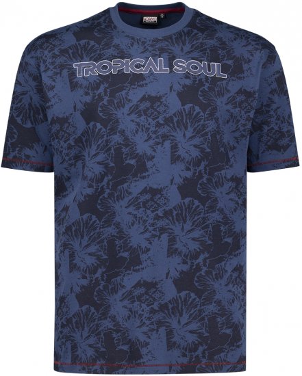 Adamo Tropical Regular Fit Printed T-shirt Navy - Marškinėliai - Marškinėliai - 2XL-14XL