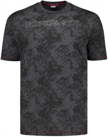 Adamo Tropical Regular Fit Printed T-shirt Charcoal - Marškinėliai - Marškinėliai - 2XL-14XL