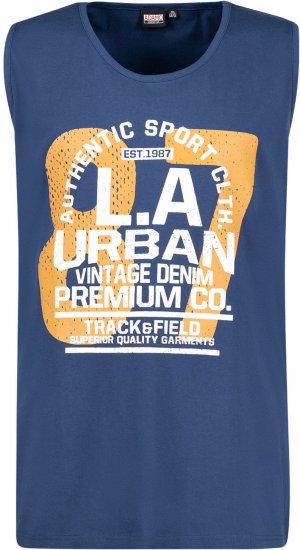 Adamo Urban Comfort Fit Printed Tank-top Denim Blue - Marškinėliai - Marškinėliai - 2XL-14XL