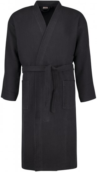 Adamo Jadon Waffelpiqué Bathrobe Black - Apatinis trikotažas ir plaukimo apranga - Apatinis trikotažas - 2XL-8XL