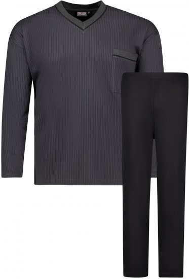 Adamo Gustav Long sleeve Pyjama Charcoal - Apatinis trikotažas ir Plaukimo apranga - Apatinis trikotažas - 2XL-8XL