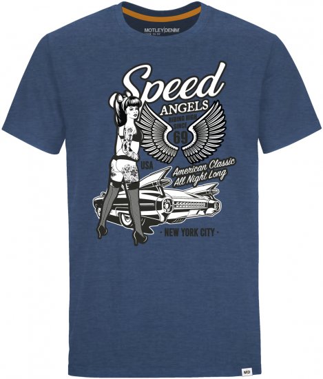 Motley Denim Hanover T-shirt Dark Indigo - Marškinėliai - Marškinėliai - 2XL-14XL