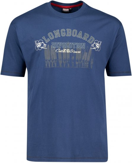 Adamo Longboard Regular Fit Printed T-shirt Denim Blue - Marškinėliai - Marškinėliai - 2XL-14XL