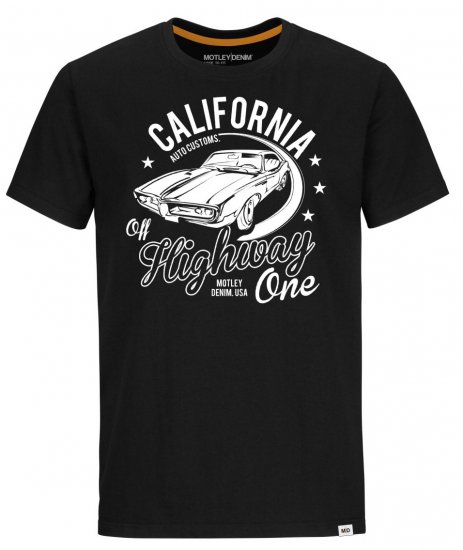 Motley Denim Ipswich T-Shirt White on Black - Marškinėliai - Marškinėliai - 2XL-14XL