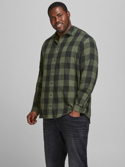 Jack & Jones Gingham L/S Shirt Dusty Olive - Marškiniai - Marškiniai - 2XL-8XL
