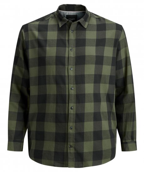 Jack & Jones Gingham L/S Shirt Dusty Olive - Marškiniai - Marškiniai - 2XL-8XL