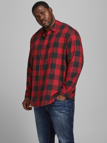 Jack & Jones Gingham Shirt L/S Brick Red - Marškiniai - Marškiniai - 2XL-8XL