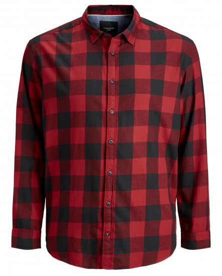 Jack & Jones Gingham Shirt L/S Brick Red - Marškiniai - Marškiniai - 2XL-8XL