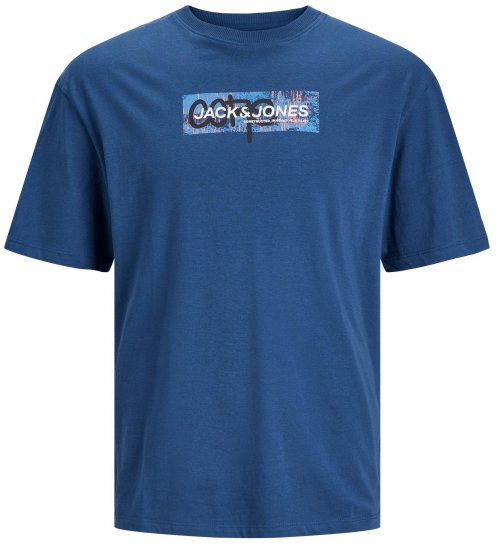 Jack & Jones JCOAOP PRINT T-Shirt Ensign Blue - Marškinėliai - Marškinėliai - 2XL-14XL