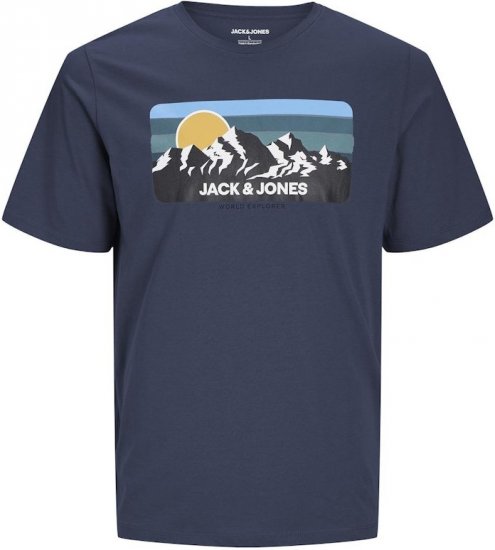 Jack & Jones PEAK T-Shirt Navy Blazer - Marškinėliai - Marškinėliai - 2XL-14XL