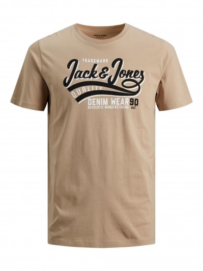 Jack & Jones JJELOGO TEE Beige - Marškinėliai - Marškinėliai - 2XL-14XL