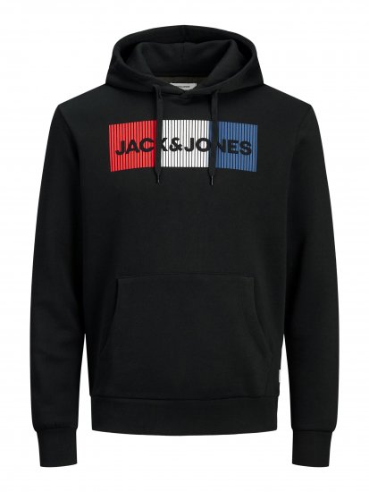 Jack & Jones CORP LOGO Hoodie Black - Megztiniai ir džemperiai - Megztiniai ir Džemperiai - 2XL-14XL