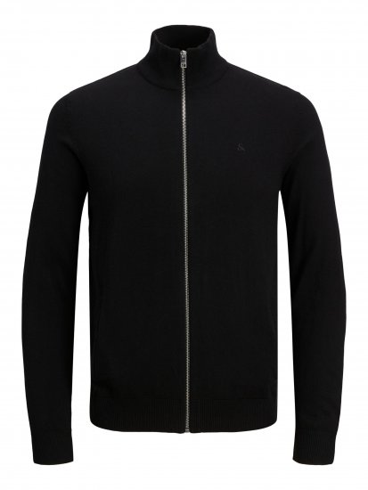 Jack & Jones JJEMIL Knit Turtle Zip Cardigan Black - Megztiniai ir džemperiai - Megztiniai ir Džemperiai - 2XL-14XL