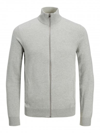 Jack & Jones JJEMIL Knit Turtle Zip Cardigan Light Grey - Megztiniai ir džemperiai - Megztiniai ir Džemperiai - 2XL-14XL