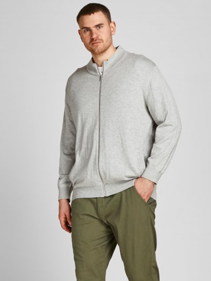 Jack & Jones JJEMIL Knit Turtle Zip Cardigan Light Grey - Megztiniai ir džemperiai - Megztiniai ir Džemperiai - 2XL-14XL