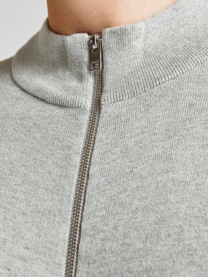 Jack & Jones JJEMIL Knit Turtle Zip Cardigan Light Grey - Megztiniai ir džemperiai - Megztiniai ir Džemperiai - 2XL-14XL