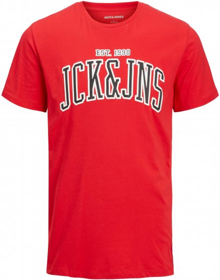 Jack & Jones JJCEMB TEE Red - Marškinėliai - Marškinėliai - 2XL-14XL