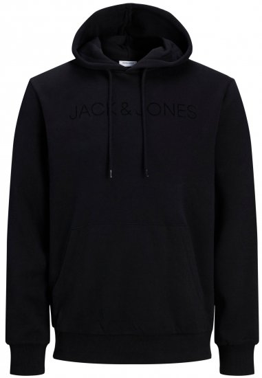 Jack & Jones JJHUGO FLOCK Hoodie Black - Megztiniai ir džemperiai - Megztiniai ir Džemperiai - 2XL-14XL