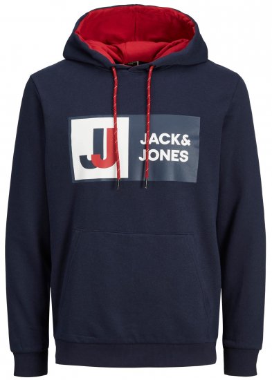 Jack & Jones JCOLOGAN Hoodie Navy - Megztiniai ir džemperiai - Megztiniai ir Džemperiai - 2XL-14XL