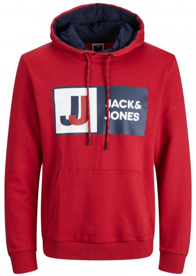Jack & Jones JCOLOGAN Hoodie Red - Megztiniai ir džemperiai - Megztiniai ir Džemperiai - 2XL-14XL