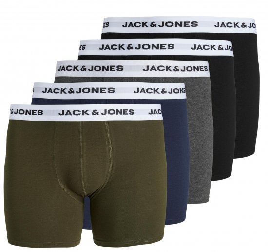 Jack & Jones BASIC White WB Trunks 5-Pack Green - Apatinis trikotažas ir plaukimo apranga - Apatinis trikotažas - 2XL-8XL