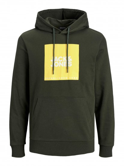 Jack & Jones JJLOCK SWEAT HOOD Dark Green - Megztiniai ir džemperiai - Megztiniai ir Džemperiai - 2XL-14XL
