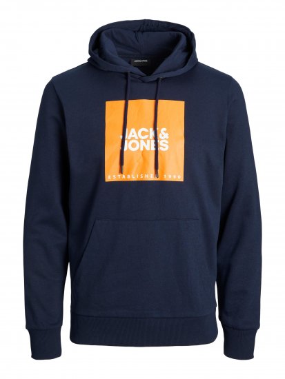 Jack & Jones JJLOCK SWEAT HOOD Navy/Orange - Megztiniai ir džemperiai - Megztiniai ir Džemperiai - 2XL-14XL