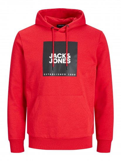Jack & Jones JJLOCK SWEAT HOOD Red - Megztiniai ir džemperiai - Megztiniai ir Džemperiai - 2XL-14XL