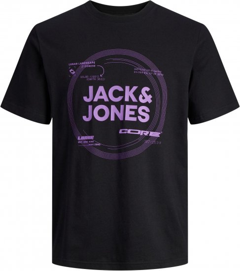 Jack & Jones JCOPILOU TEE SS CREW NECK Black - Marškinėliai - Marškinėliai - 2XL-14XL