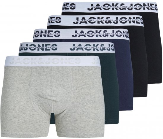 Jack & Jones JACDALLAS LOGO TRUNKS 5 PACK Light Grey Melange - Apatinis trikotažas ir plaukimo apranga - Apatinis trikotažas - 2XL-8XL