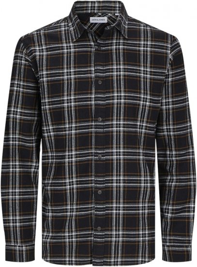 Jack & Jones JOSHUA LS Flannel Shirt Black - Marškiniai - Marškiniai - 2XL-8XL