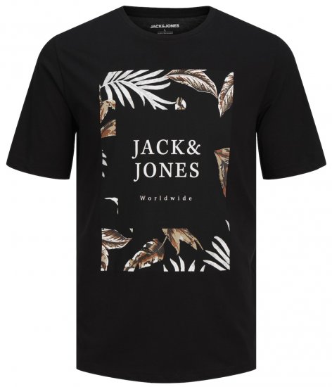 Jack & Jones JJFLOOR Black T-Shirt - Marškinėliai - Marškinėliai - 2XL-14XL