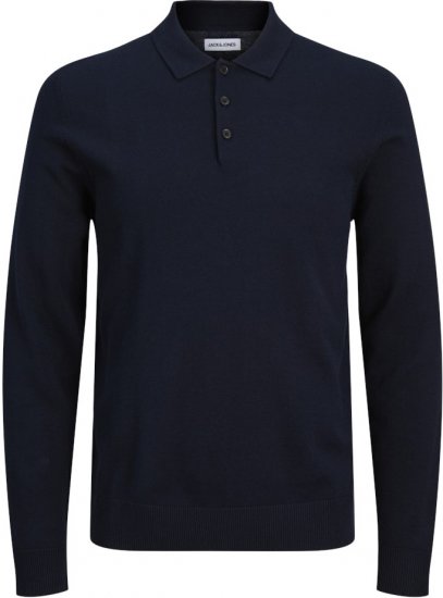 Jack & Jones FRED Long Sleeve Polo Navy Blazer - Polo marškinėliai - Polo marškinėliai - 2XL-8XL