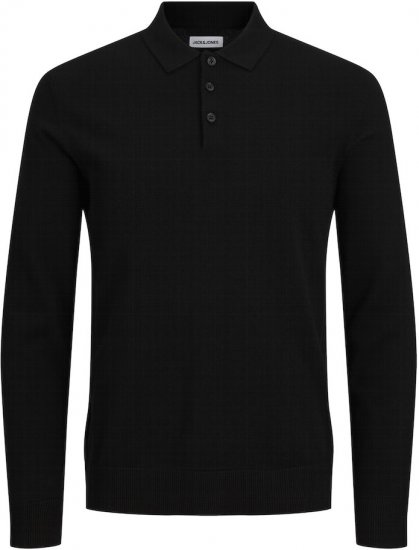 Jack & Jones FRED Long Sleeve Polo Black - Polo marškinėliai - Polo marškinėliai - 2XL-8XL