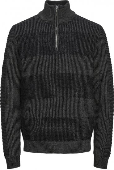 Jack & Jones HUGO Knitted Sweater with Half Zipper Black - Megztiniai ir džemperiai - Megztiniai ir Džemperiai - 2XL-14XL