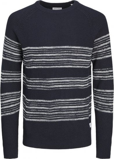 Jack & Jones PANNEL Striped Knitted Sweater Navy Blazer - Megztiniai ir džemperiai - Megztiniai ir Džemperiai - 2XL-14XL