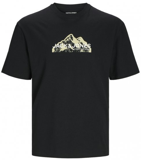 Jack & Jones JCOMOUNTAIN LOGO T-Shirt Black - Marškinėliai - Marškinėliai - 2XL-14XL